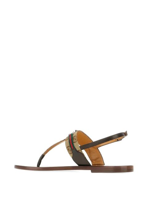 Gucci GG Supreme Web-stripe sandals - Neutrals