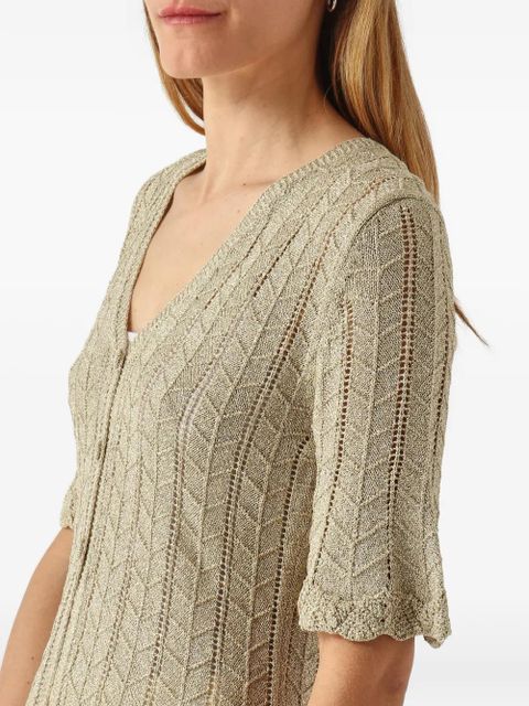 TWINSET pointelle-knit chevron-pattern sweater - Gold