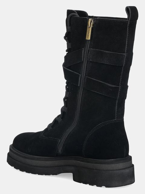 Twinset botki zamszowe kolor czarny na płaskim obcasie 252TGT050 - zdjęcie produktu nr 2