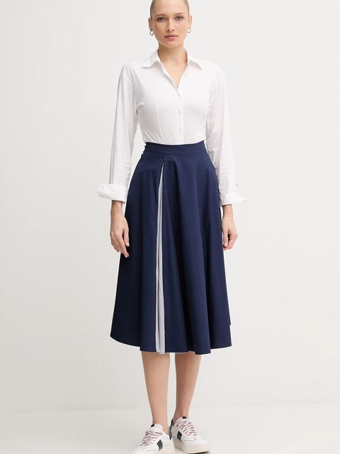 United Colors of Benetton spódnica kolor granatowy midi rozkloszowana 49WND004Z - zdjęcie produktu nr 2