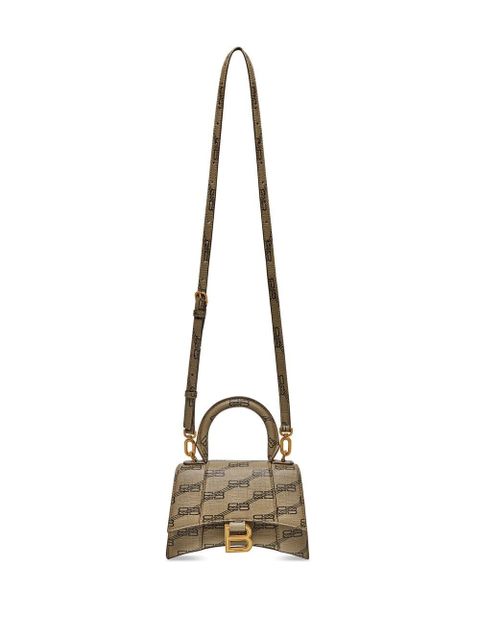 Balenciaga XS Hourglass monogram top-handle bag - Brown