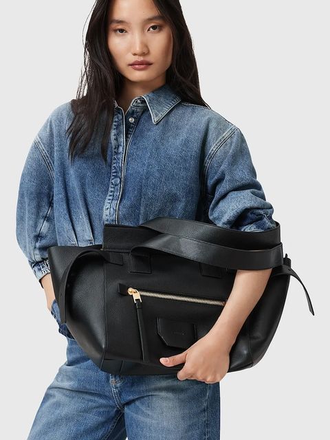 AllSaints torebka skórzana PEREZ kolor czarny W392XD