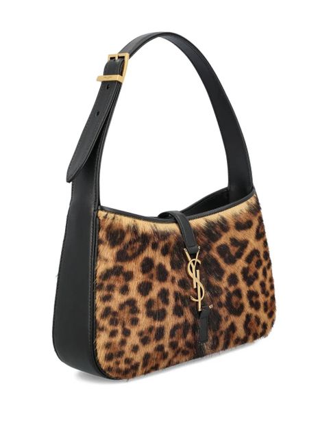 Saint Laurent Le 5 à 7 leopard-print clasp shoulder bag - Neutrals