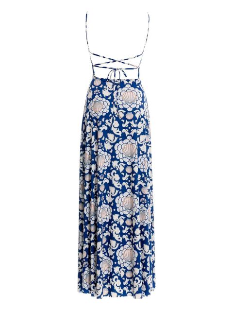 Agua By Agua Bendita Arista open-back shell-print maxi dress - Blue