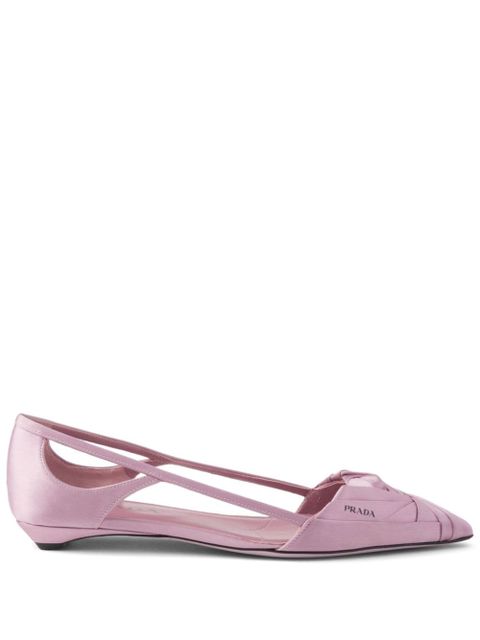 Prada Satin-finish cut-out ballerinas - Pink - zdjęcie produktu nr 1