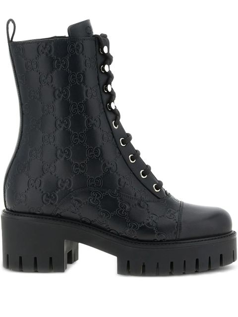 Gucci 60mm GG leather lace-up boots - Black - zdjęcie produktu nr 1