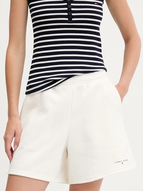 Tommy Jeans szorty damskie kolor beżowy gładkie high waist DW0DW21152 - zdjęcie produktu nr 1