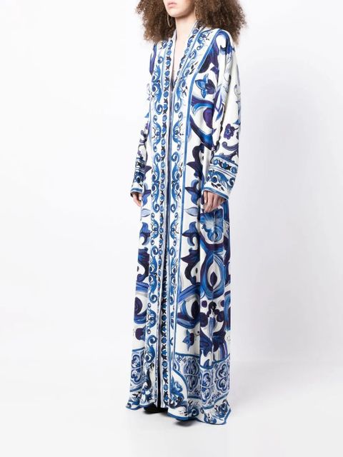 Dolce & Gabbana graphic-print silk maxi dress - Blue