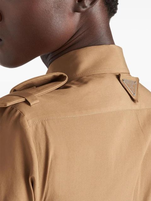 Prada triangle-logo cotton shirtdress - Neutrals