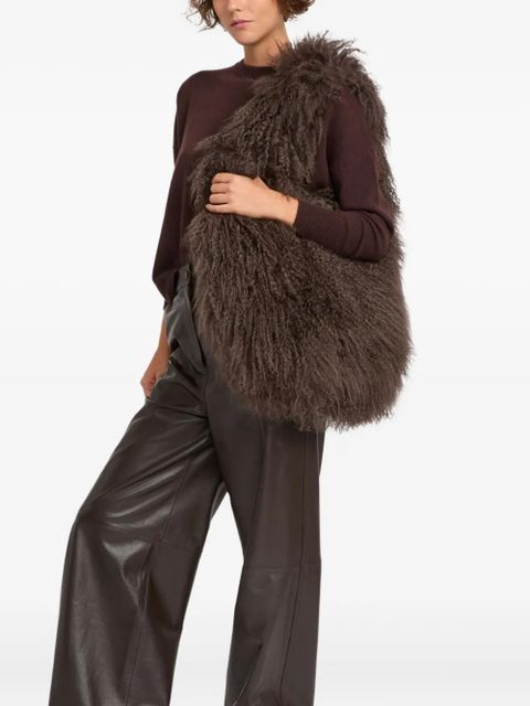 Yves Salomon shearling shoulder bag - Brown