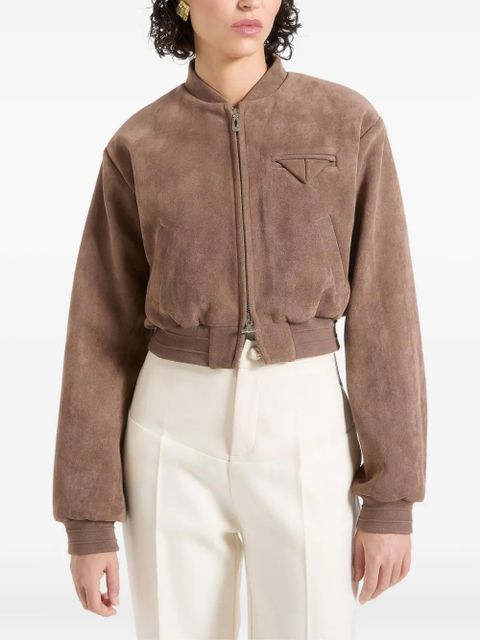 Manière De Voir Monique wide-shoulder suede bomber jacket - Brown - zdjęcie produktu nr 1