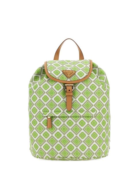 Prada geometric-print drawstring backpack - Green - zdjęcie produktu nr 1