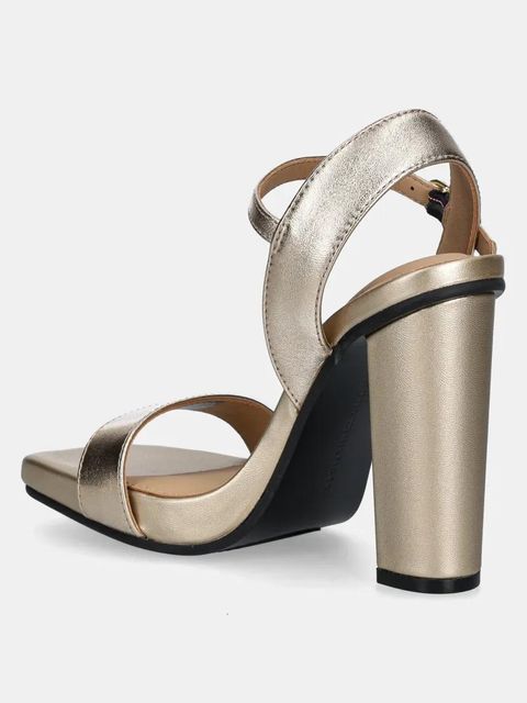 Tommy Hilfiger sandały skórzane HIGH HEEL GOLDEN LEATHER SANDAL kolor złoty FW0FW08674