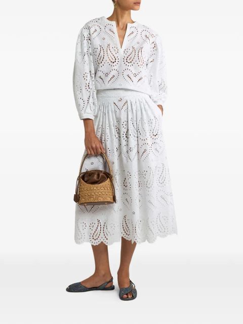 ETRO broderie-anglaise midi skirt - White - zdjęcie produktu nr 2