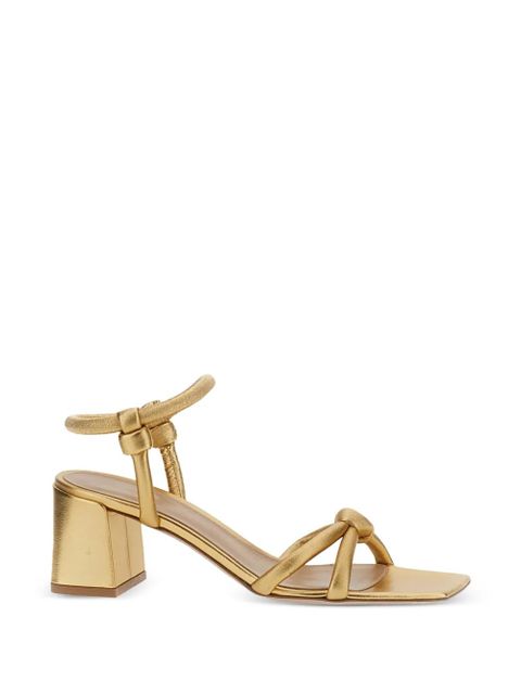 Gianvito Rossi knot-detail leather heeled sandals - Gold - zdjęcie produktu nr 1