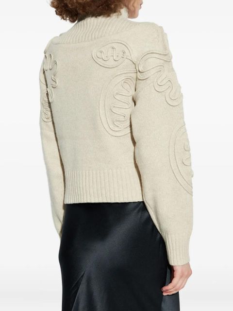 Cult Gaia floral-applique mock-neck sweater - Neutrals