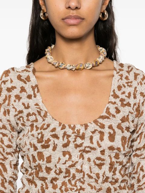 Nanushka graphic-print cropped top - Neutrals
