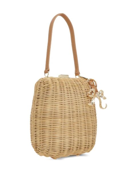 Self-Portrait rattan shoulder bag - Neutrals