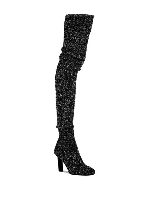 Proenza Schouler Glint 100mm sequin-embellished knitted botos - Black
