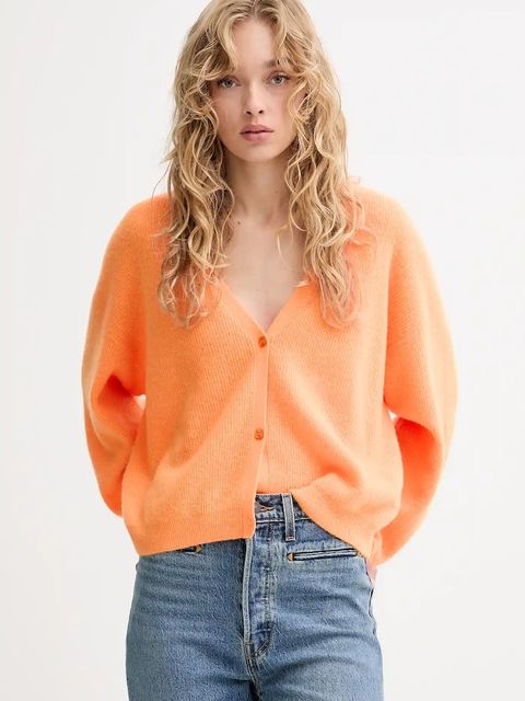 American Vintage kardigan z wełną damski kolor pomarańczowy lekki RAX19C