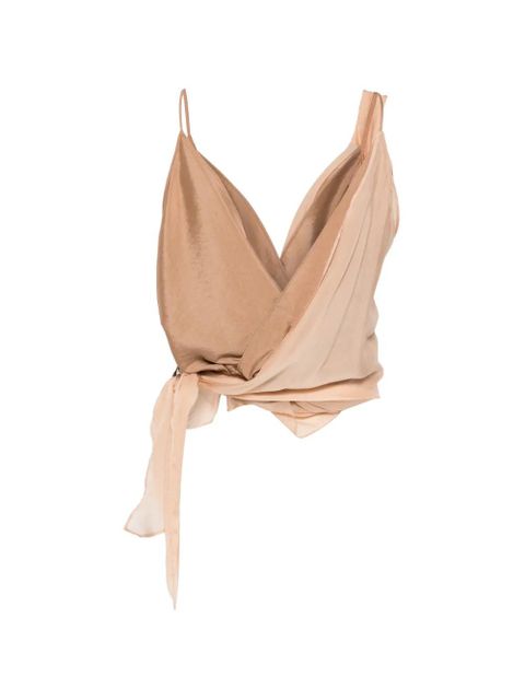 Alysi V-neck tie top - Neutrals