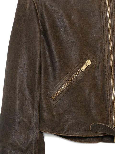 Golden Goose zip-up leather jacket - Brown