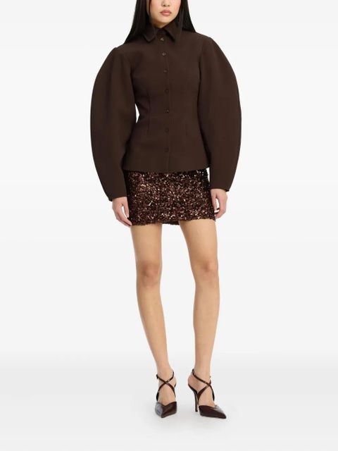 ROTATE BIRGER CHRISTENSEN puff-sleeve shirt - Brown - zdjęcie produktu nr 1