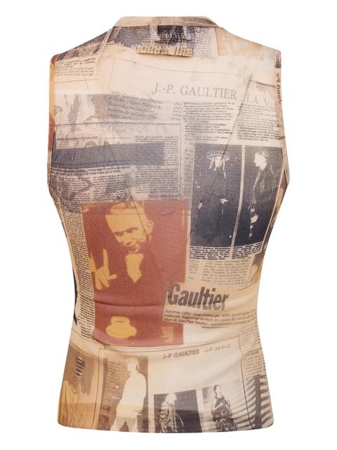 Jean Paul Gaultier newspaper-print sleeveless top - Neutrals - zdjęcie produktu nr 2