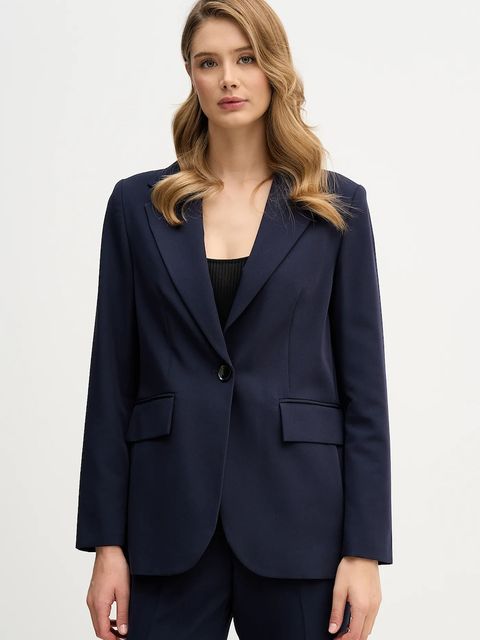 Sisley marynarka kolor granatowy jednorzędowa gładka 2KVXLW025 - zdjęcie produktu nr 1