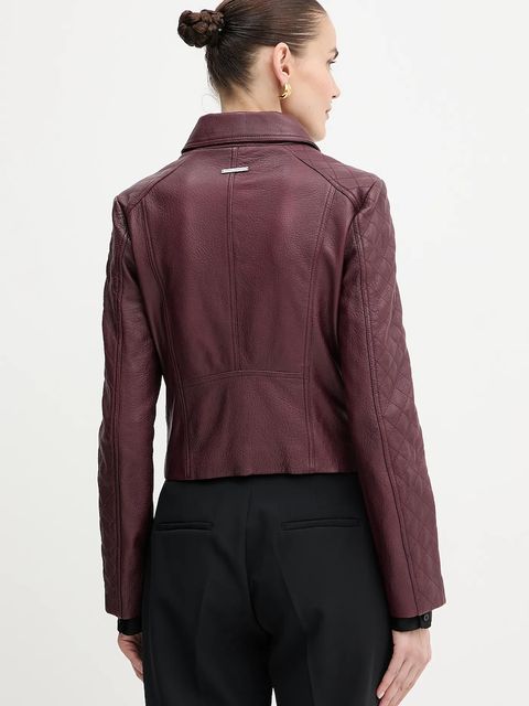 Armani Exchange kurtka skórzana kolor bordowy przejściowa XW000654 AF16212 - zdjęcie produktu nr 2