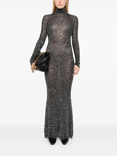 Balenciaga sparkled high-neck maxi dress - Black - zdjęcie produktu nr 2