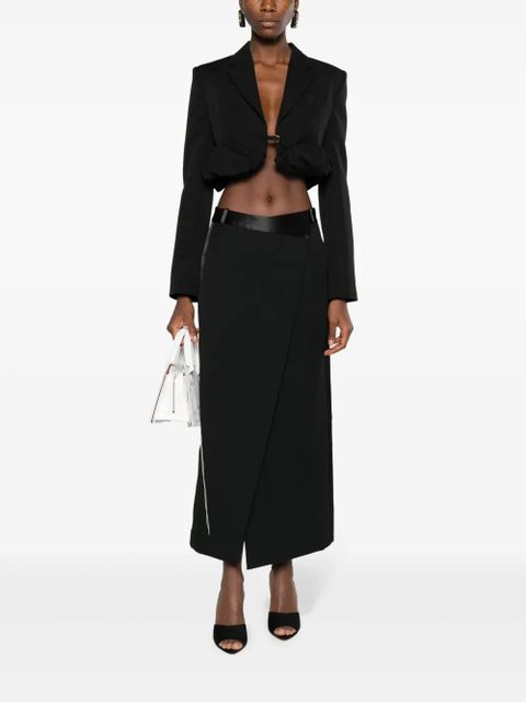 Simkhai satin-belt wrap midi skirt - Black - zdjęcie produktu nr 2