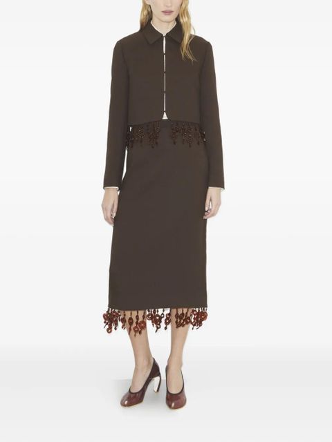 Tory Burch embellished crepe midi skirt - Brown - zdjęcie produktu nr 2