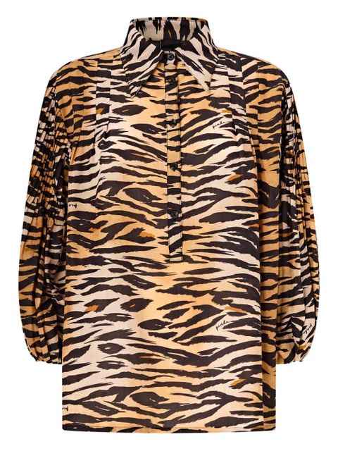 PINKO pleated tiger-print top - Neutrals - zdjęcie produktu nr 1