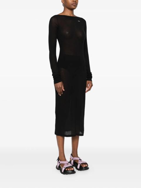 Miu Miu logo-patch midi dress - Black