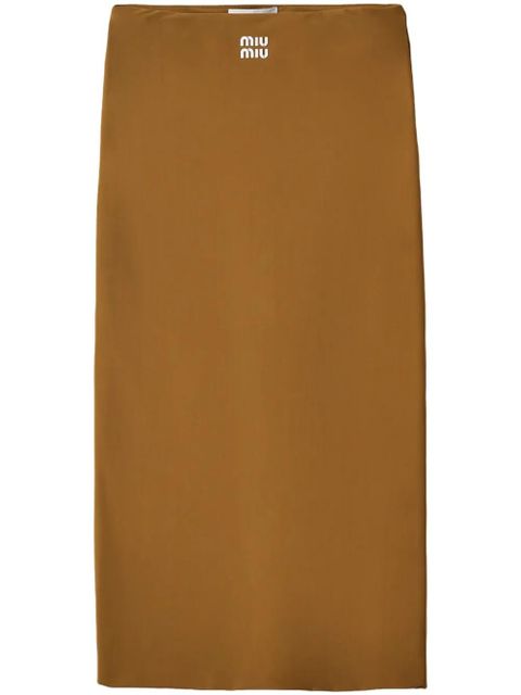 Miu Miu rubberized-logo midi skirt - Green - zdjęcie produktu nr 1