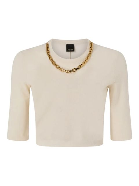 PINKO chain-neckline cropped T-shirt - Neutrals - zdjęcie produktu nr 1