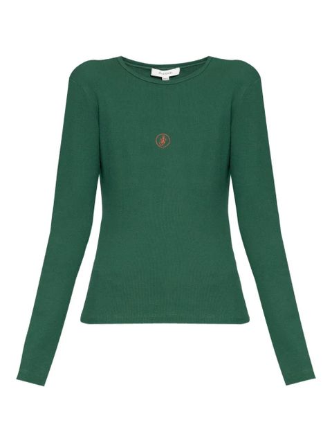 JW Anderson logo-embroidered ribbed top - Green - zdjęcie produktu nr 1