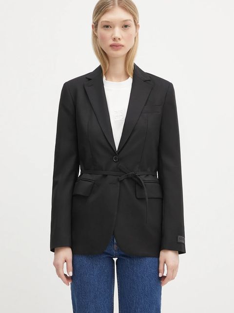 Kenzo marynarka wełniana kolor czarny jednorzędowa FF52VE2619RA.99