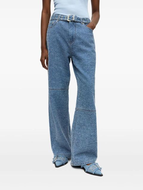 GANNI belted wide-leg jeans - Blue