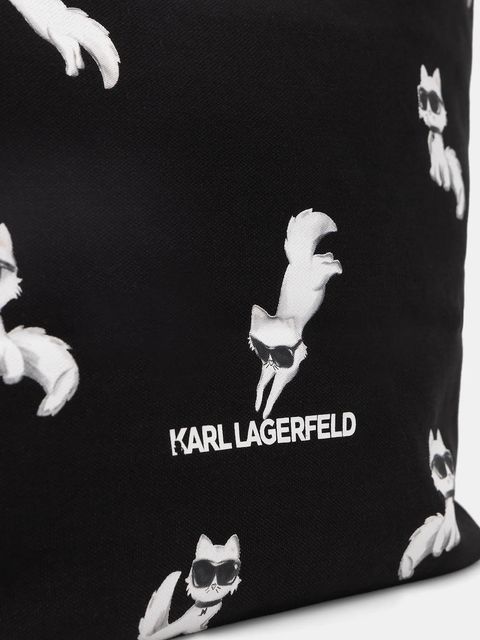 Karl Lagerfeld torebka bawełniana IKON kolor czarny B1W50053