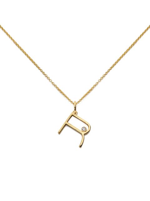 Monica Vinader solitaire diamond initial R pendant - Gold - zdjęcie produktu nr 2
