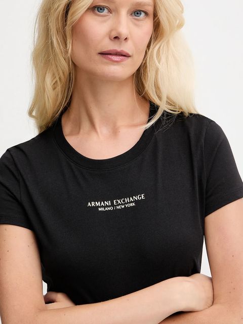 Armani Exchange t-shirt bawełniany damski kolor czarny XW001455 AF10356