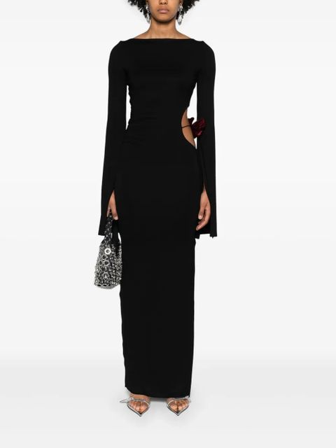 MANURÍ floral-appliqué jersey maxi dress - Black