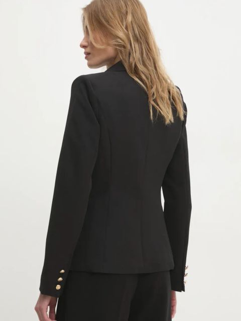 Answear.LAB marynarka kolor czarny dwurzędowa gładka