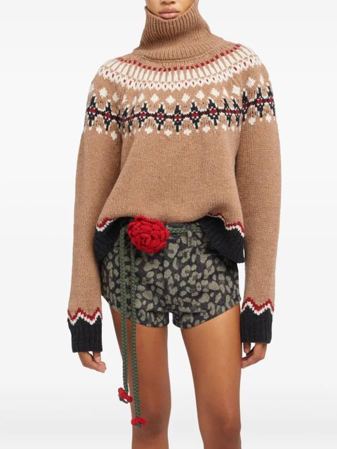 Alanui rose-crochet belt - Green