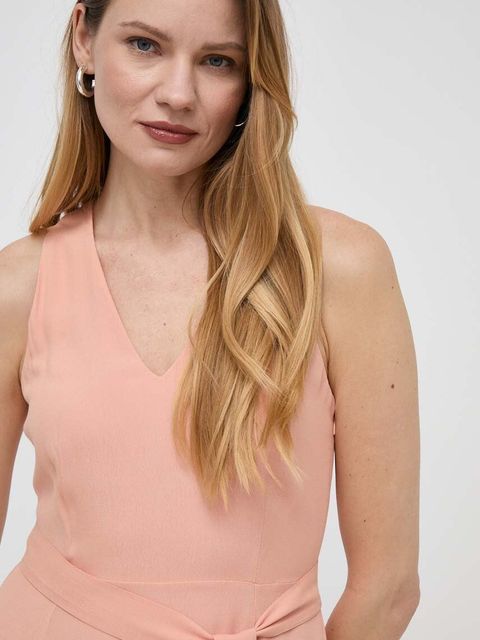 Twinset sukienka kolor pomarańczowy maxi rozkloszowana