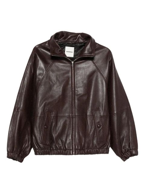 SANDRO zip lambskin leather jacket - Brown - zdjęcie produktu nr 1