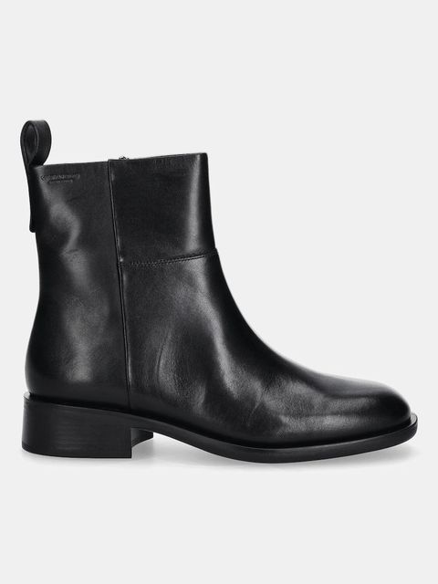 Vagabond Shoemakers botki skórzane SHEILA kolor czarny na płaskim obcasie 5835-001-20