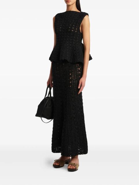 KHAITE Yuka crochet peplum top - Black - zdjęcie produktu nr 2